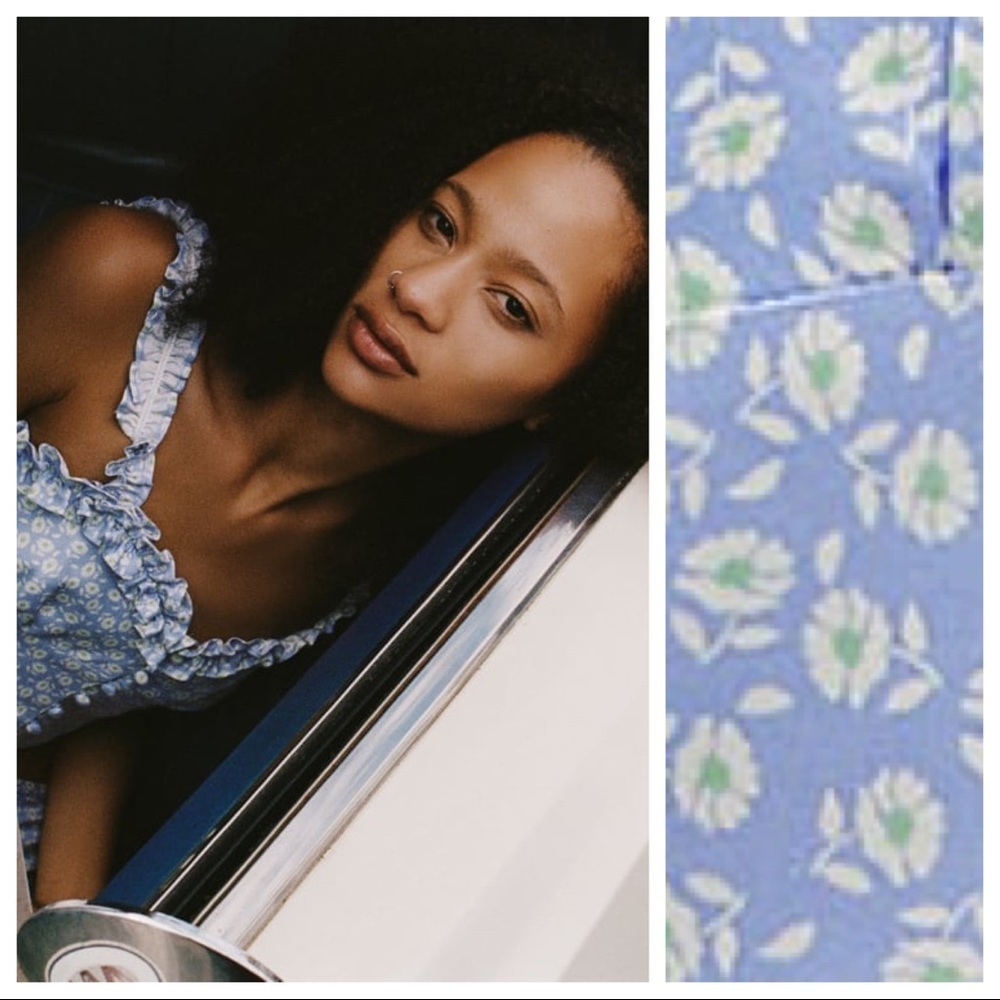 Zara Blue Floral Ruffle Top - Picture 2 of 8